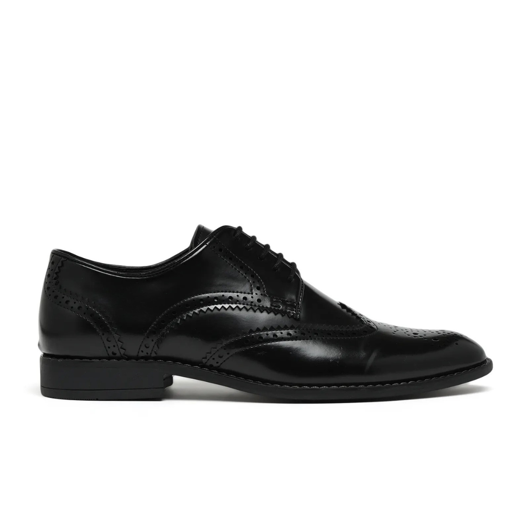 black dress shoe on a white background